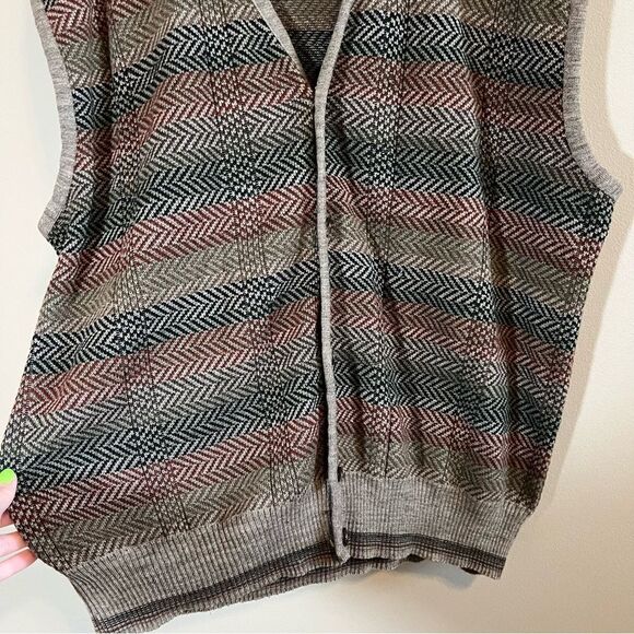 ✨ Vintage Maglificio Florence Brown Wool Grandpa Vest XL - Picture 3 of 11